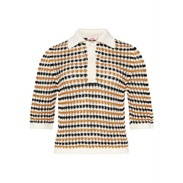 エレス レディース スポーツシャツ トップス Comeback striped polo top White