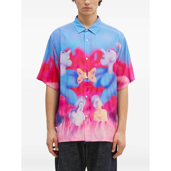 プレジャーズ メンズ プルオーバー トップス Printed short-sleeve shirt Pink