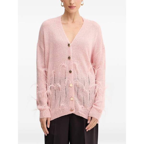 フラコミーナ レディース ジレー アウター Feather button knitwear Pink