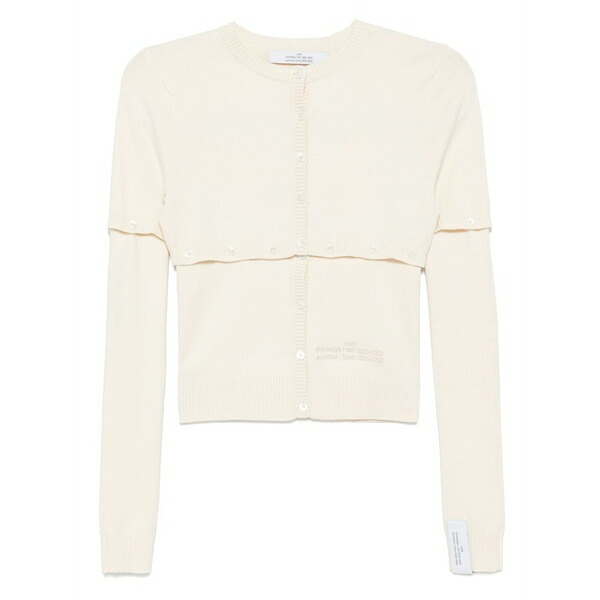 ロック レディース カーディガン アウター Logo-embroidered cardigan Neutrals｜asty