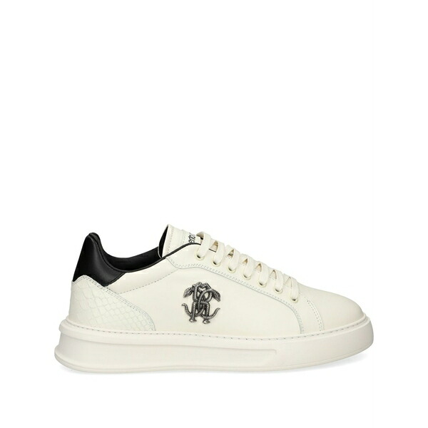 ロベルトカヴァリ メンズ スニーカー シューズ Logo-plaque snakeskin sneakers Neutrals｜asty
