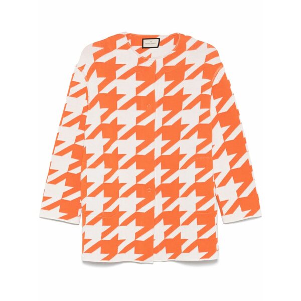 ブルーノマネッティ レディース ジレー アウター Houndstooth-pattern cardigan Orange