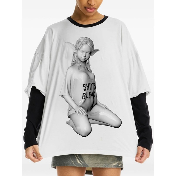 メイジー ワイレン レディース プルオーバー トップス Statue-print t-shirt White