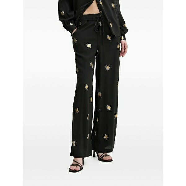 ネバーフリードレスド レディース 心地好いズボン下 ボトムス Sun-print trousers Black