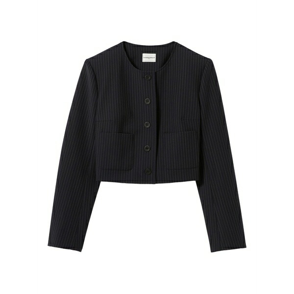 クローディピエルロ レディース 上衣＆上衣 アウター Pinstripe button-fastening jacket Black レディースファッション-コート・ジャケット