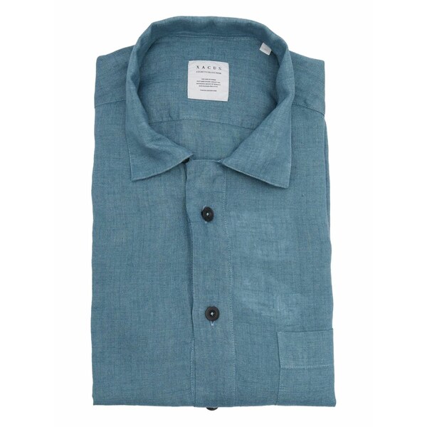 ザカス  メンズ シャツ トップス Linen shirt Blue