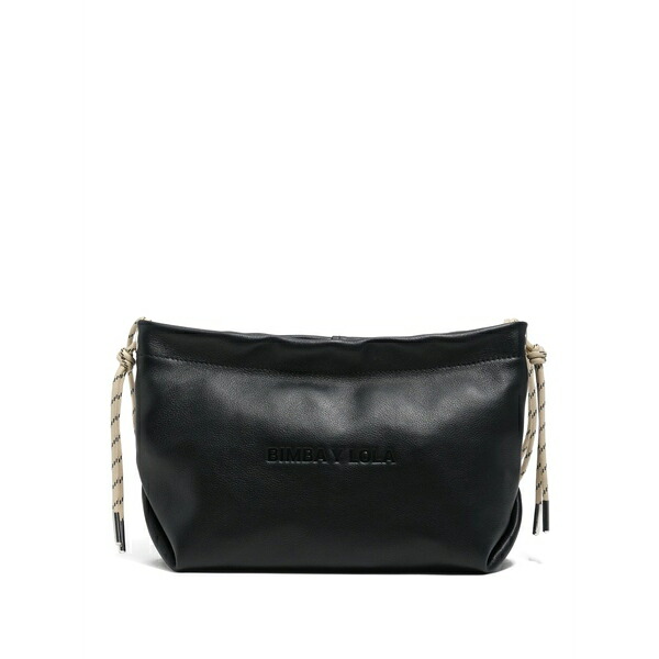 ビンバ イ ローラ レディース ショルダーバッグ 御徒面子 Medium embossed-logo drawstring shoulder bag Black