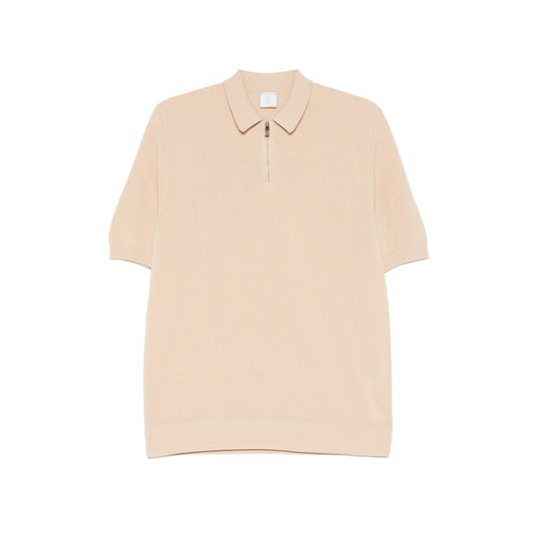 イレブンティ メンズ ポロシャツ トップス Half-zip short-sleeve polo shirt Neutrals|asty