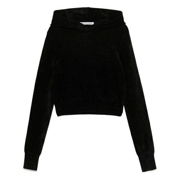 アレキサンダーワン レディース パーカー・スウェットシャツ アウター Cropped hoodie Black