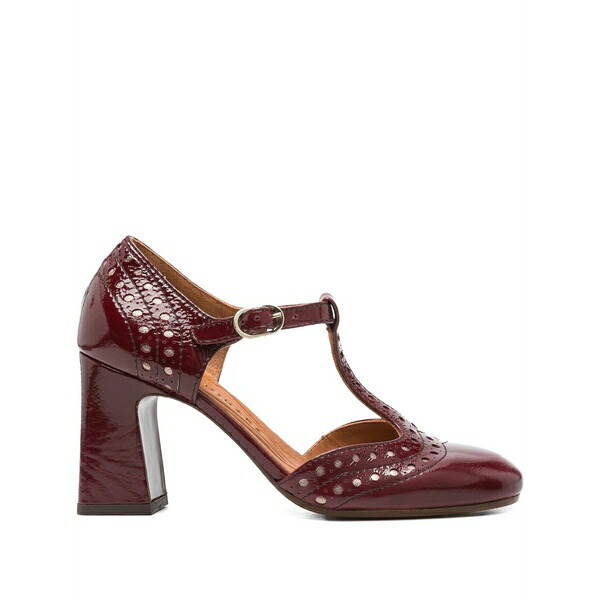 チエミハラ レディース パンプス シューズ 85粍 perforated t-赤ちょうちん heeled pumps Red
