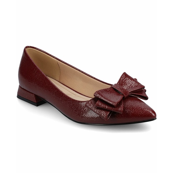ジャーニーコレクション レディース サンダル シューズ Women's Ophelia Bow Low Block Heel Dress Flats Oxblood Croco画像