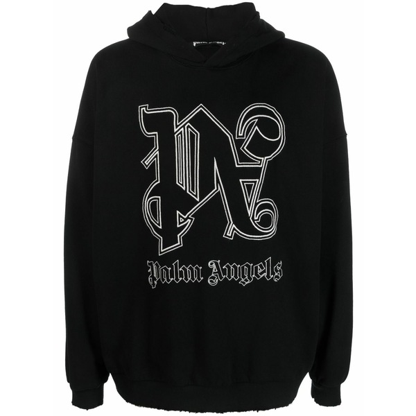 パーム・エンジェルス メンズ パーカー・スウェットシャツ アウター Logo-embroidered cotton hoodie Black｜asty