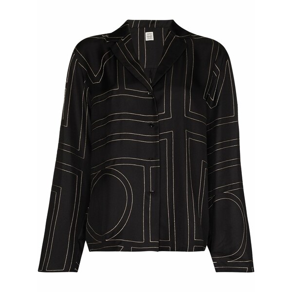 トーテム レディース シャツ トップス Sanville monogram silk shirt Black｜asty