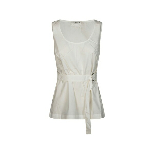 パロッシュ レディース シャツ トップス Embroidery belt-detail blouse White|asty