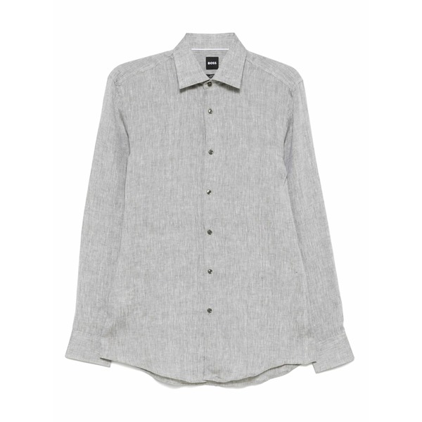 雇い主 メンズ プルオーバー トップス Linen shirt Green