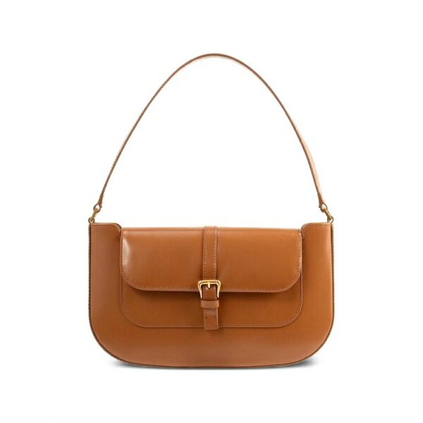 バイ毛革 レディース ショルダーバッグ 御徒面子 Miranda summer flap semi patent-leather shoulder bag Brown