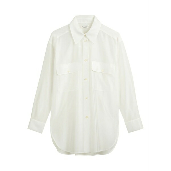 マルコポーロ レディース シャツ トップス Sheer button-up shirt White｜asty 26,128円