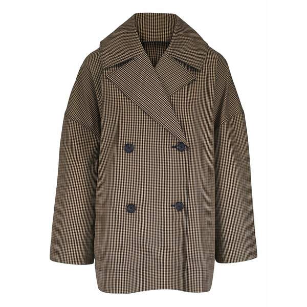 トーテム レディース ジャケット＆ブルゾン アウター Double-breasted checked-pattern jacket Brown｜asty