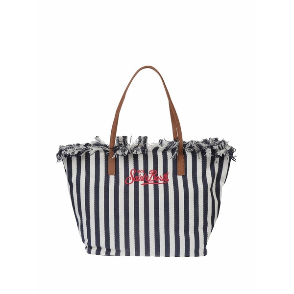 エムシーツーセイントバース レディース ショルダーバッグ バッグ City bag mid fringe striped shoulder bag Blue|asty