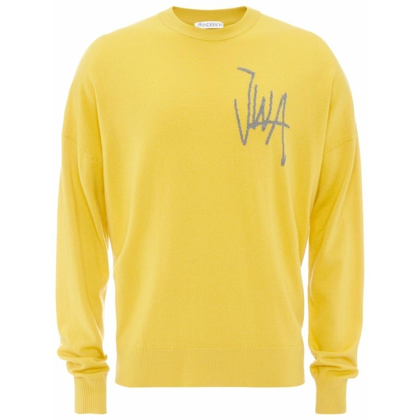 J.W.アンダーソン メンズ ニット\u0026セーター アウター Logo-intarsia merino-wool jumper Yellow