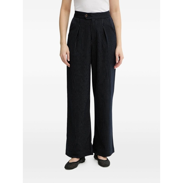 ネバーフリードレスド レディース 心地好いズボン下 ボトムス Arden pinstripe button trousers Blue