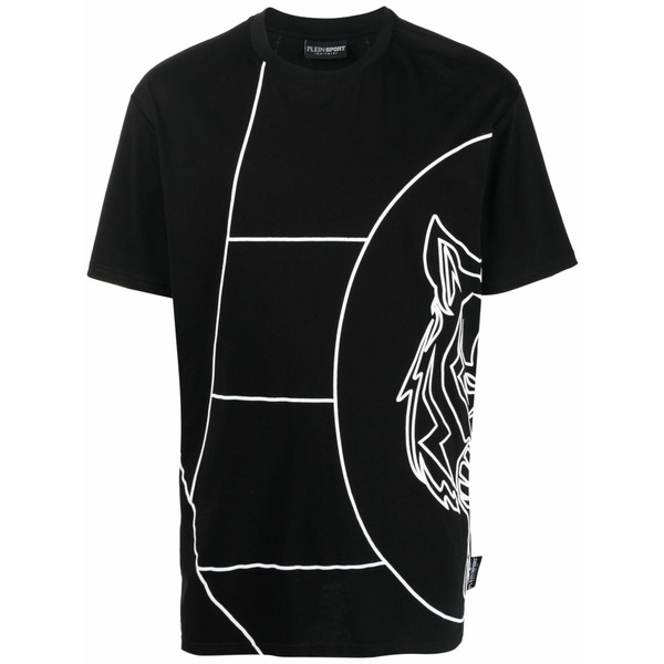 飾り気の無い運動競技 メンズ プルオーバー トップス Graphic-print cotton t-shirt Black