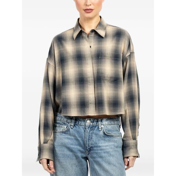 ラグアンドボーン レディース シャツ トップス Plaid-pattern cropped shirt Neutrals|asty
