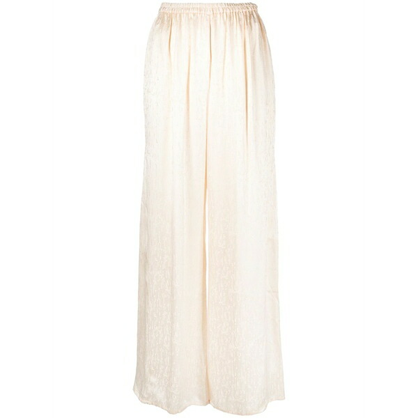 フォルテ フォルテ レディース カジュアルパンツ ボトムス Check-pattern ruched-detail satin palazzo pants Neutrals|asty