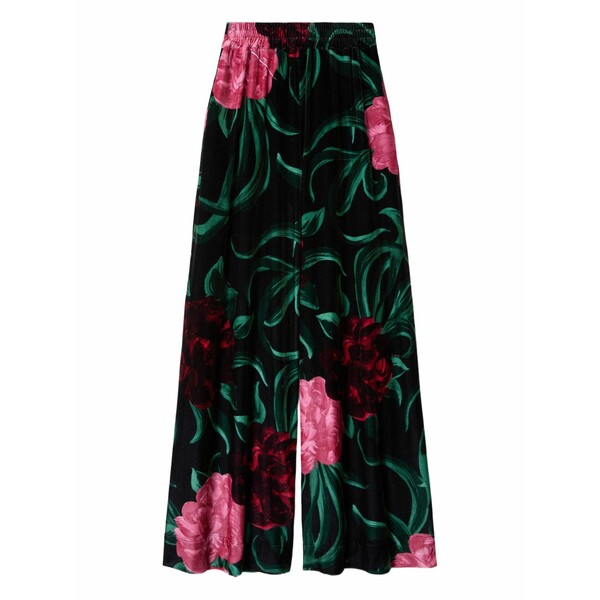 ラ・ダブル・ジェイ レディース カジュアルパンツ ボトムス Floral palazzo trousers Black｜asty