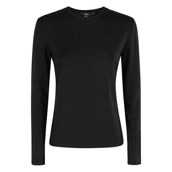セブンティ レディース Tシャツ トップス Long-sleeve crew-neck top Black｜asty