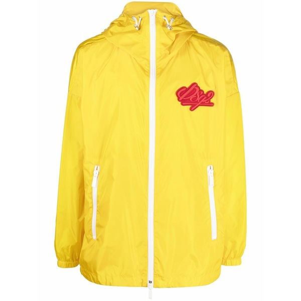 ディースクエアード メンズ ジャケット&ブルゾン アウター Chest logo-patch hooded jacket Orange|asty
