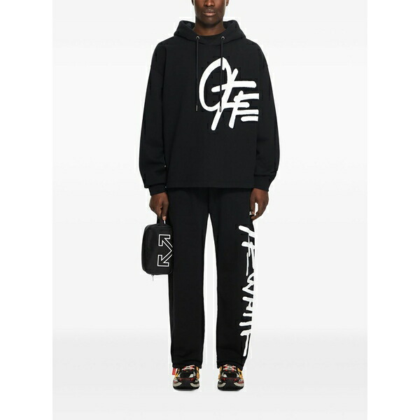 象牙色 メンズ パーカー・スウェットシャツ アウター Spray logo loose hoodie Black