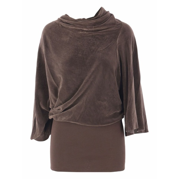 リックオウエンス レディース シャツ トップス Draped cowl-neck top Brown|asty