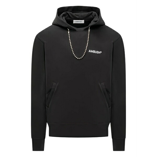 アンブッシュ レディース パーカー・スウェットシャツ アウター Chain-embellisment hoodie Black