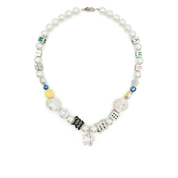 ミスビヘイブ レディース ネックレス・チョーカー・ペンダントトップ アクセサリー Pearl logo-charm detail necklace White|asty