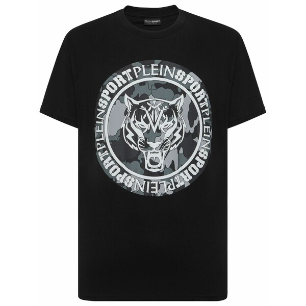 プレインスポーツ メンズ Tシャツ トップス Tiger-print cotton t-shirt Black