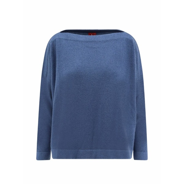 エフカシミア レディース 編み物\u0026スウェーター アウター Boat-neck side-split sweater Blue