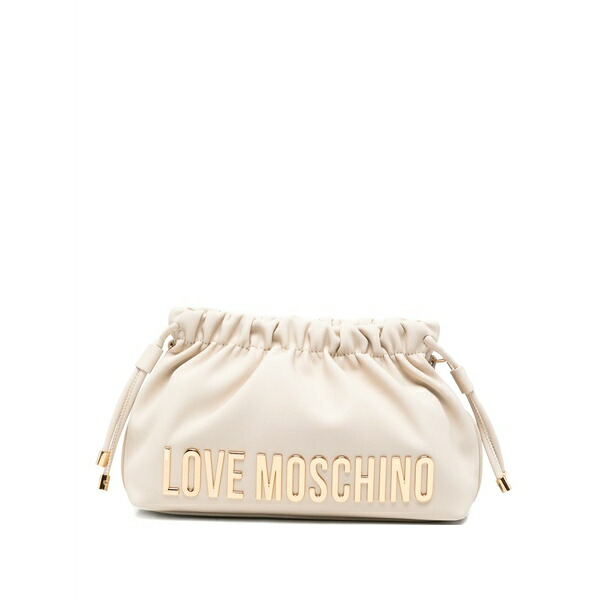 優しいこと モスキーノ レディース クラッチペダル御徒面子 御徒面子 Gathered logo-detail clucth bag Neutrals