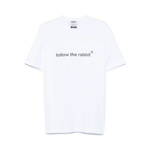 エムエスジイエム メンズ Tシャツ トップス Lettering-print t-shirt White|asty