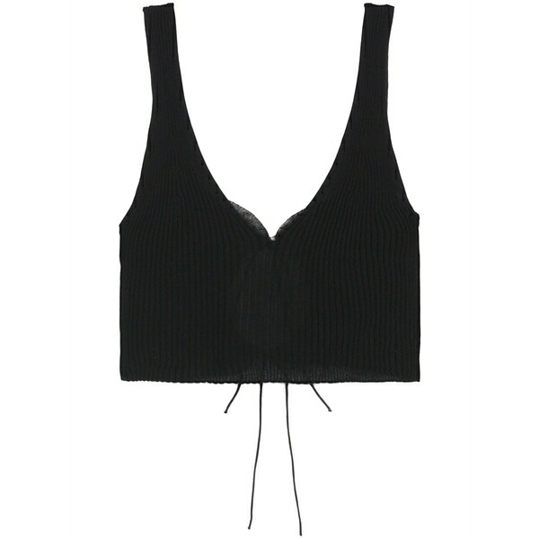 セシリー・バンセン レディース カットソー トップス Ribbed crop top Black｜asty