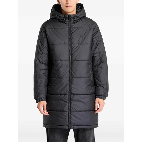 アディダス メンズ 厚地の外套 アウター Hooded zip jacket Black