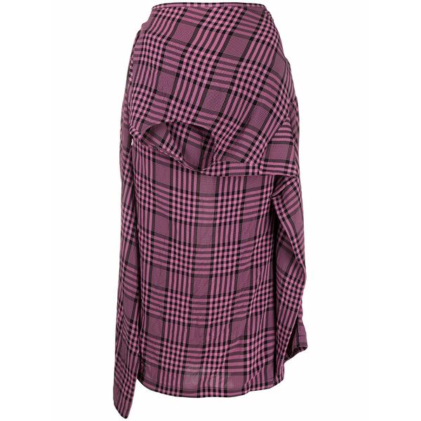 コルヴィル レディース スコート ボトムス Plaid asymmetric shirt-style skirt Pink ボトムス-スカート