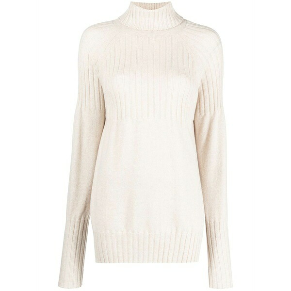マロ レディース 編み物\u0026スウェーター アウター Ribbed high-neck cashmere jumper Neutrals
