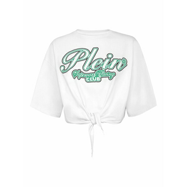 フィリップ飾り気の無い レディース プルオーバー トップス Racing club cropped t-shirt White