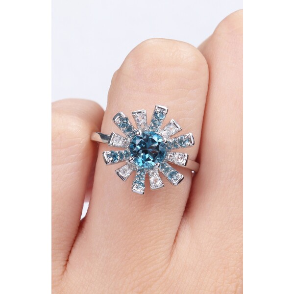 日本初の デルマール レディース リング アクセサリー London Blue Topaz White Sunburst Ring  www.smart-restaurants.co.uk