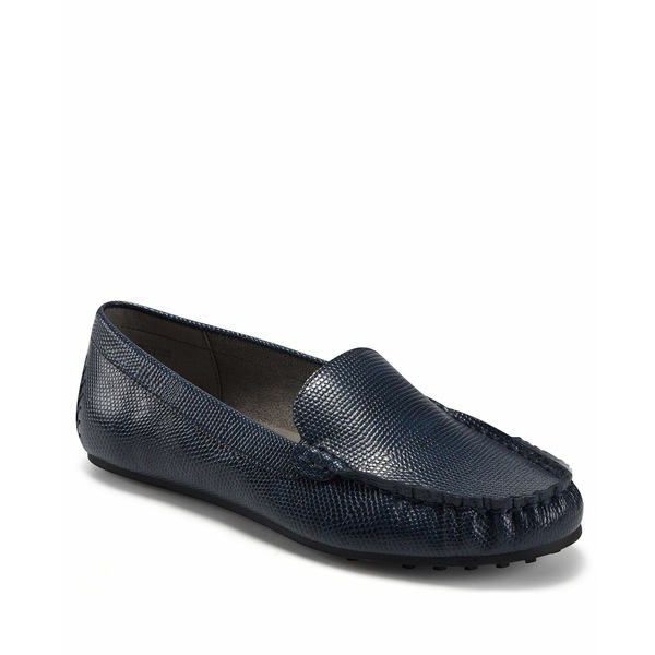 エアロソールズ レディース スリッポン・ローファー シューズ Women's Over Drive Driving Style Loafers Navy Embossed Faux Leather画像