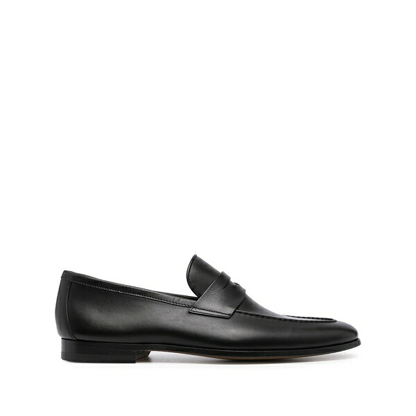 マグナーニ メンズ スリッポン・ローファー シューズ Leather penny loafers Black|asty