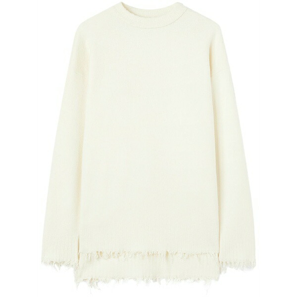 ジル・サンダー レディース 編み物\u0026スウェーター アウター Frayed-edge fine-knit jumper White