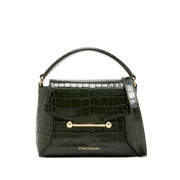 ストラスベリー レディース ショルダーバッグ 御徒面子 Croc-effect satchel cross body bag Green