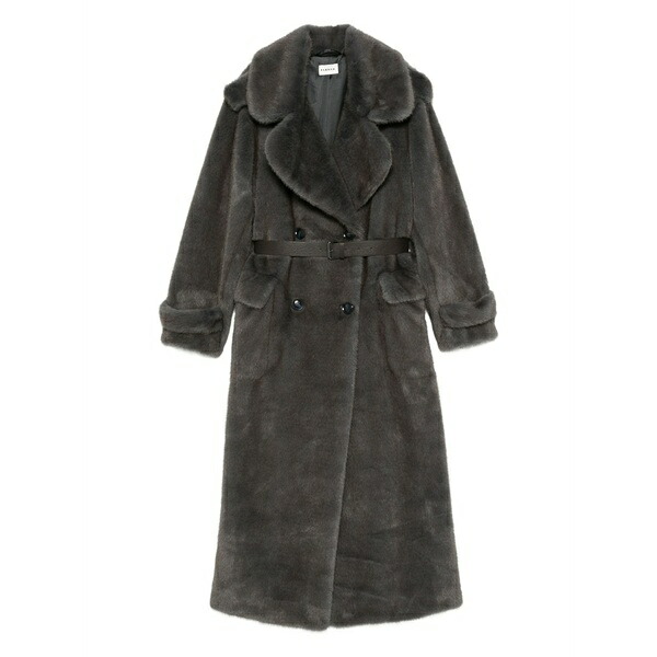 パロッシュ レディース コート アウター Belted double-breasted coat Grey｜asty